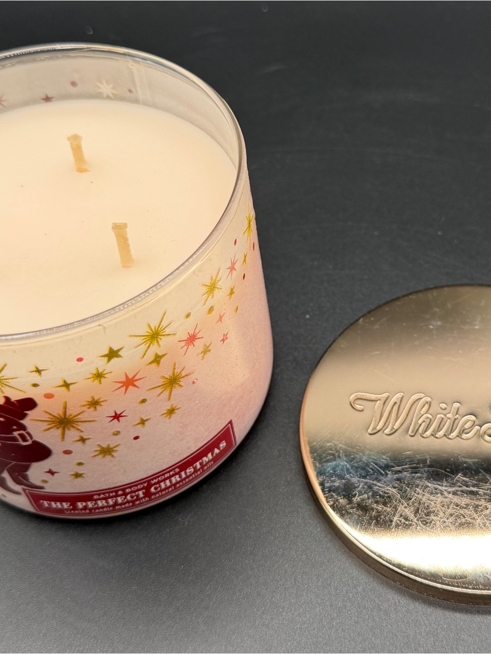 Bath & Body Works The Perfect Christmas 3-Wick Candle - Cream & Gold